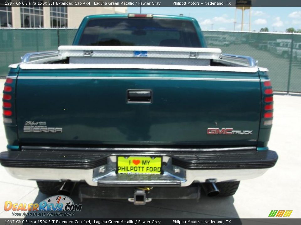 1997 GMC Sierra 1500 SLT Extended Cab 4x4 Laguna Green Metallic / Pewter Gray Photo #4