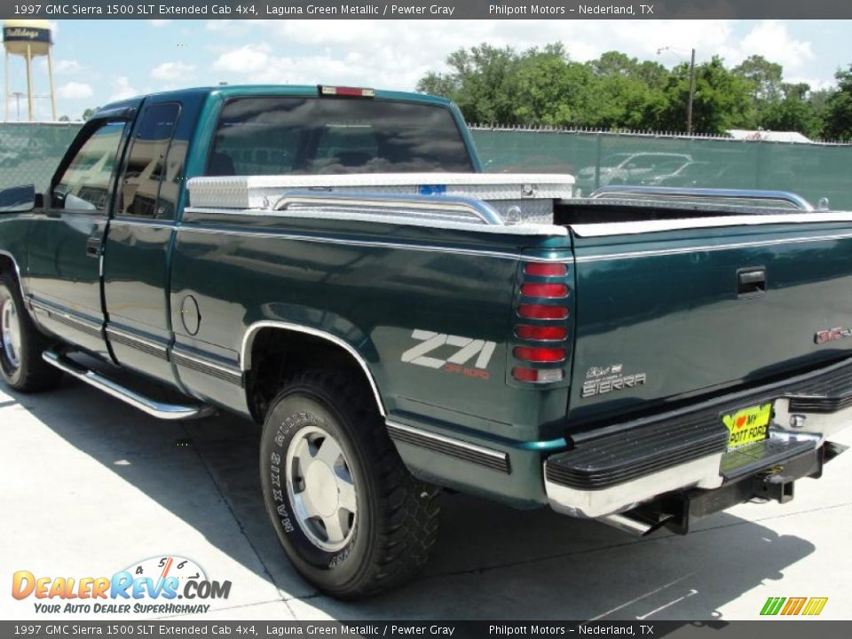 1997 GMC Sierra 1500 SLT Extended Cab 4x4 Laguna Green Metallic / Pewter Gray Photo #5