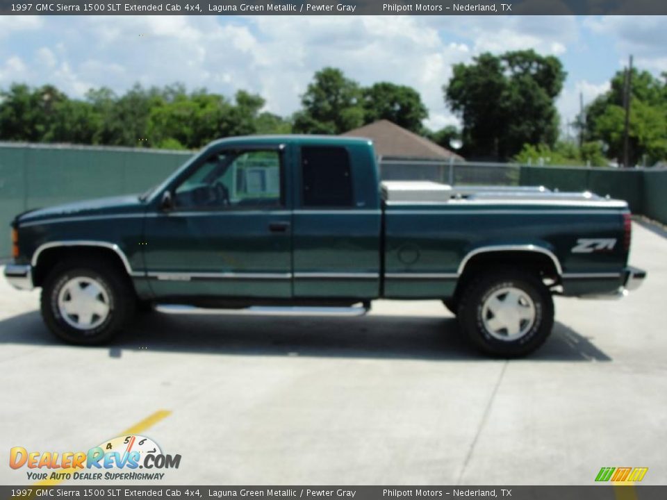 1997 GMC Sierra 1500 SLT Extended Cab 4x4 Laguna Green Metallic / Pewter Gray Photo #6