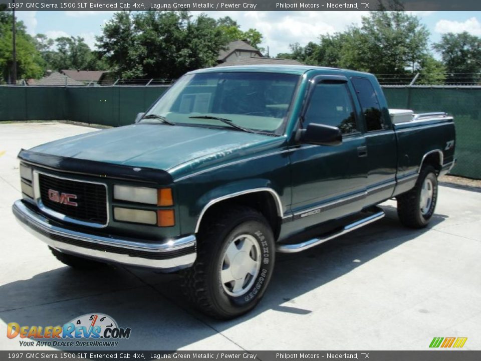 1997 GMC Sierra 1500 SLT Extended Cab 4x4 Laguna Green Metallic / Pewter Gray Photo #7