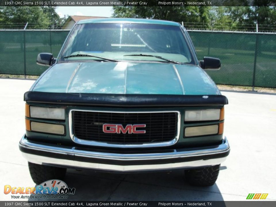 1997 GMC Sierra 1500 SLT Extended Cab 4x4 Laguna Green Metallic / Pewter Gray Photo #8