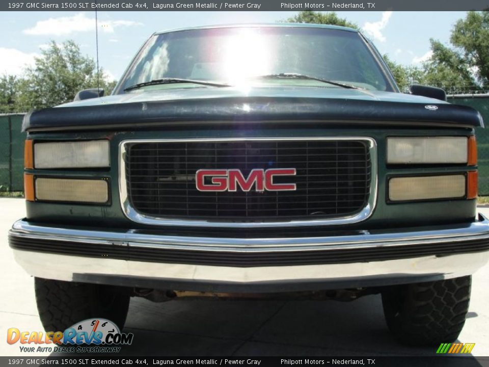 1997 GMC Sierra 1500 SLT Extended Cab 4x4 Laguna Green Metallic / Pewter Gray Photo #9