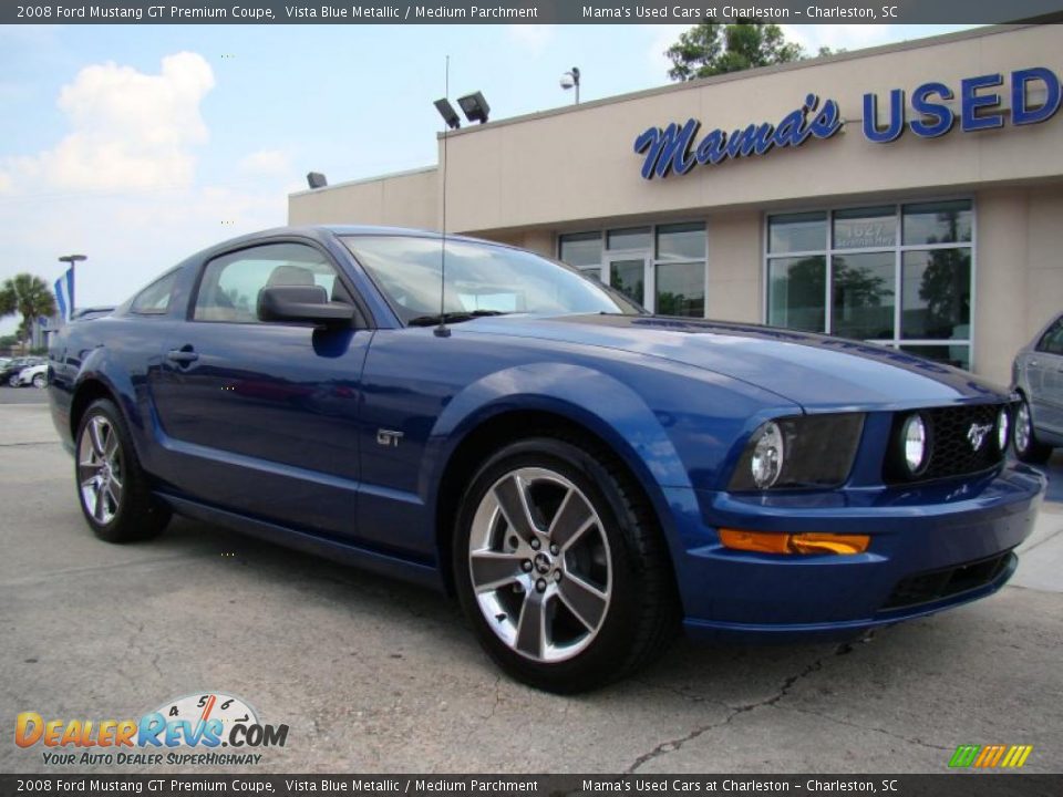 2008 Ford Mustang GT Premium Coupe Vista Blue Metallic / Medium Parchment Photo #2