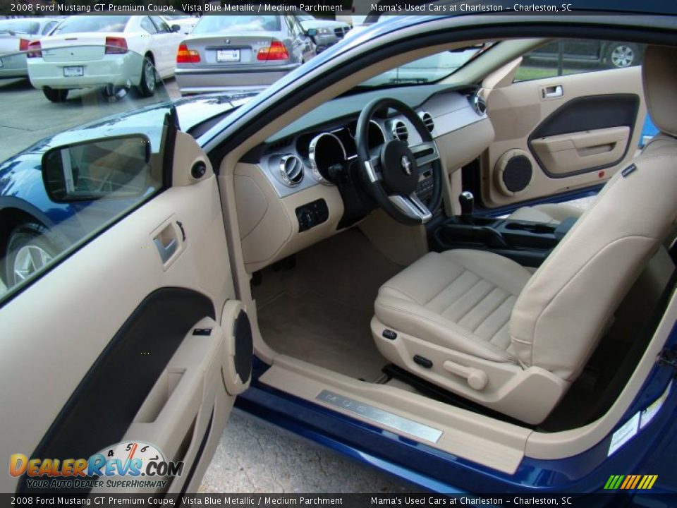 2008 Ford Mustang GT Premium Coupe Vista Blue Metallic / Medium Parchment Photo #9