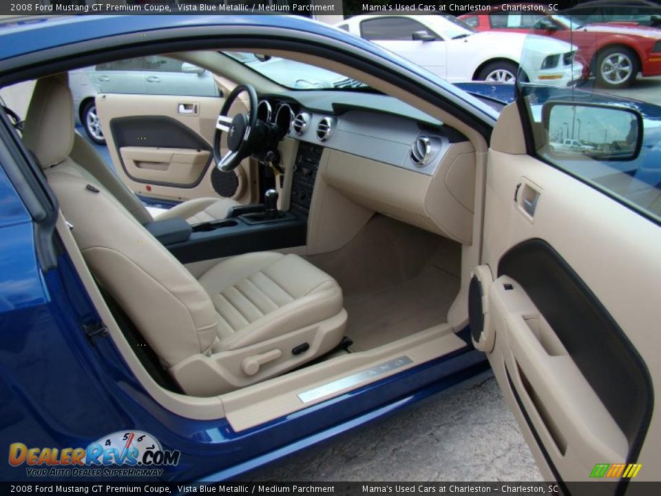 2008 Ford Mustang GT Premium Coupe Vista Blue Metallic / Medium Parchment Photo #13
