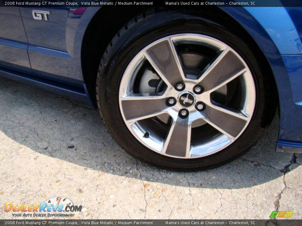 2008 Ford Mustang GT Premium Coupe Vista Blue Metallic / Medium Parchment Photo #28
