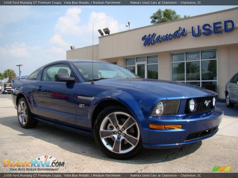 2008 Ford Mustang GT Premium Coupe Vista Blue Metallic / Medium Parchment Photo #29