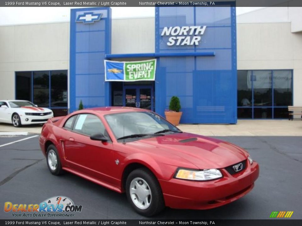 1999 Ford Mustang V6 Coupe Laser Red Metallic / Light Graphite Photo #1