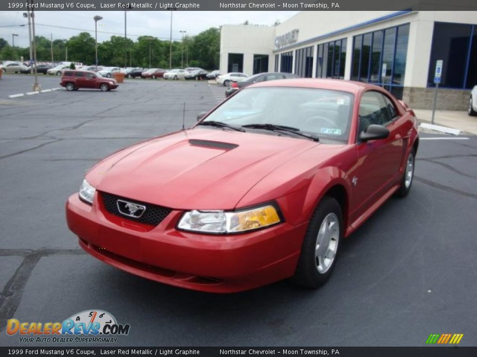 1999 Ford Mustang V6 Coupe Laser Red Metallic / Light Graphite Photo #5