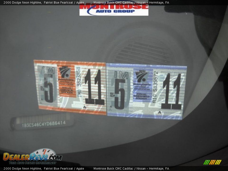 2000 Dodge Neon Highline Patriot Blue Pearlcoat / Agate Photo #16