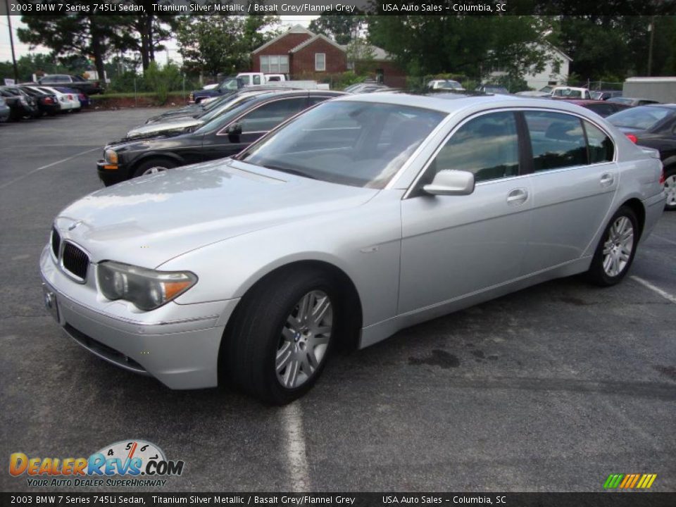 2003 BMW 7 Series 745Li Sedan Titanium Silver Metallic / Basalt Grey/Flannel Grey Photo #2