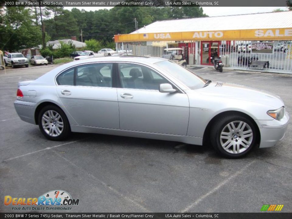 2003 BMW 7 Series 745Li Sedan Titanium Silver Metallic / Basalt Grey/Flannel Grey Photo #4