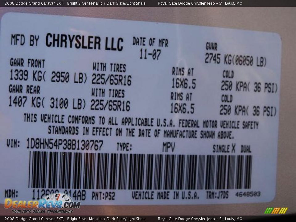2008 Dodge Grand Caravan SXT Bright Silver Metallic / Dark Slate/Light Shale Photo #17