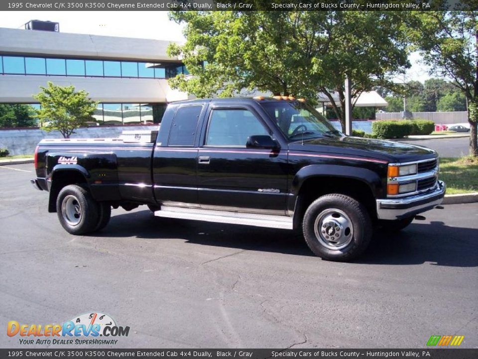 1995 Chevrolet C/K 3500 K3500 Cheyenne Extended Cab 4x4 Dually Black / Gray Photo #2