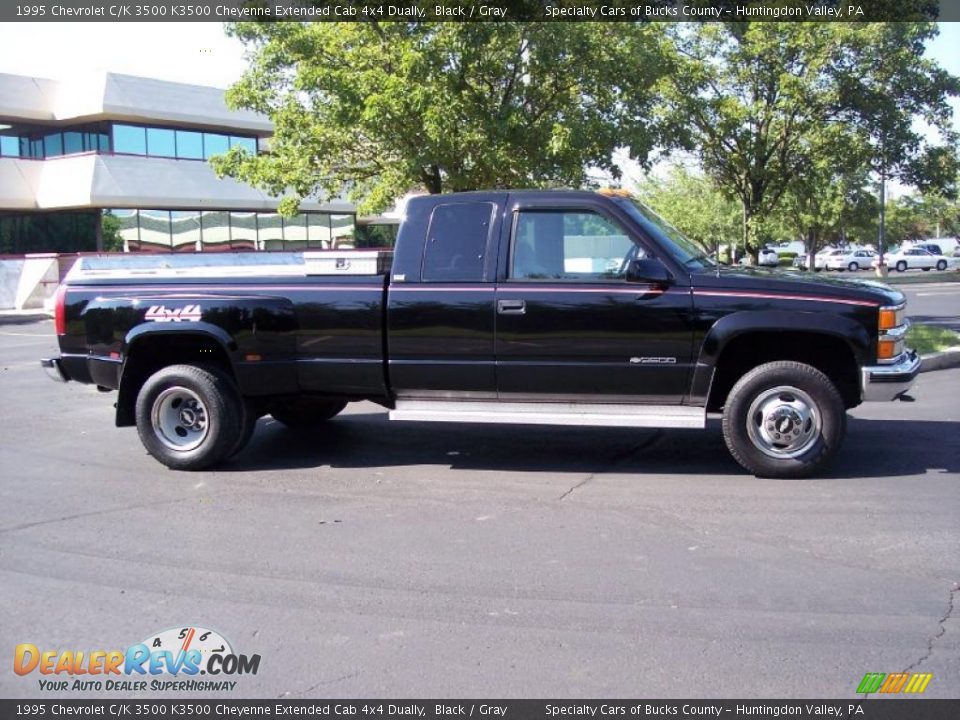 1995 Chevrolet C/K 3500 K3500 Cheyenne Extended Cab 4x4 Dually Black / Gray Photo #3