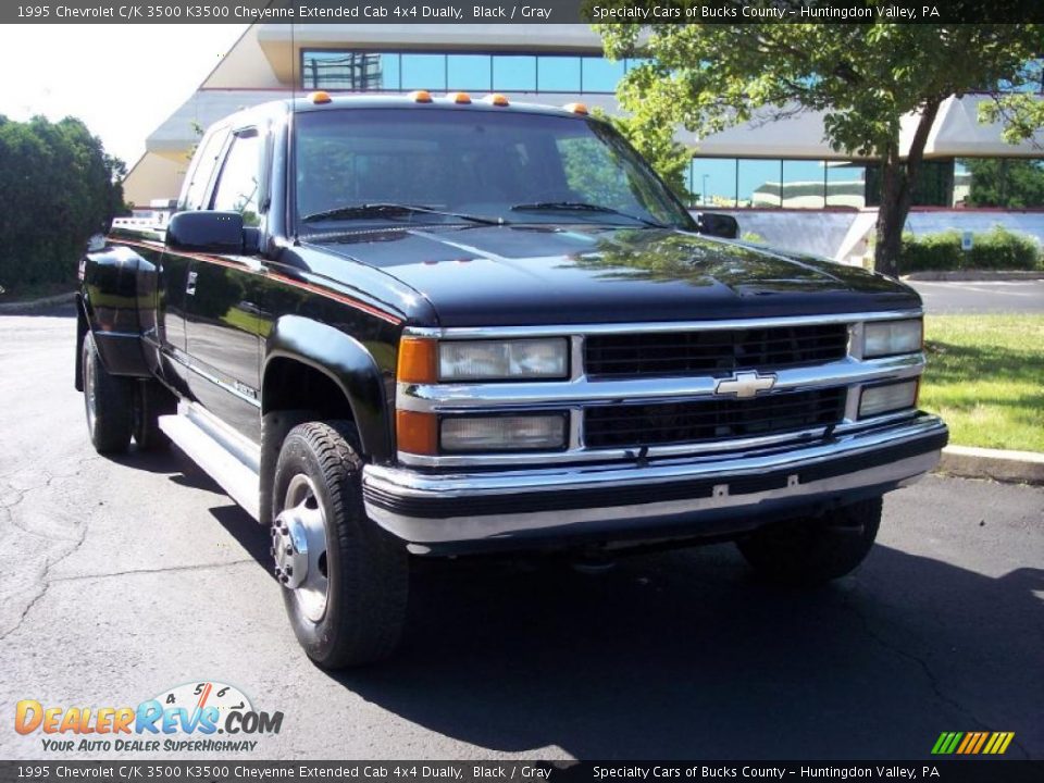 1995 Chevrolet C/K 3500 K3500 Cheyenne Extended Cab 4x4 Dually Black / Gray Photo #9