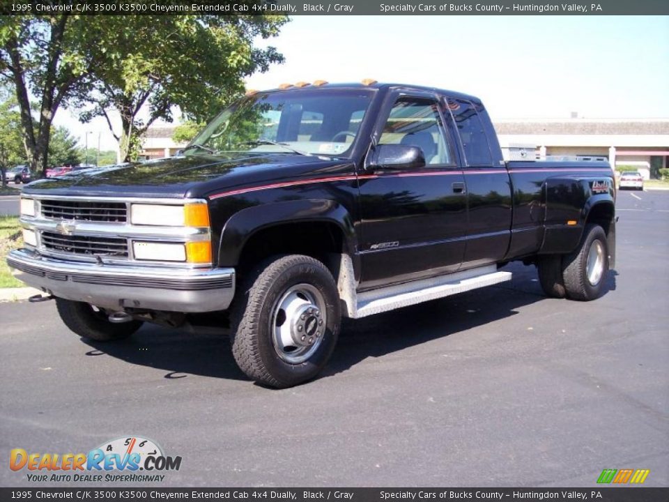 1995 Chevrolet C/K 3500 K3500 Cheyenne Extended Cab 4x4 Dually Black / Gray Photo #13