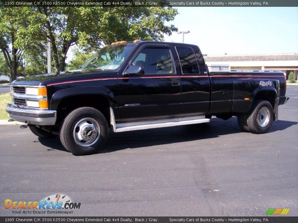1995 Chevrolet C/K 3500 K3500 Cheyenne Extended Cab 4x4 Dually Black / Gray Photo #15