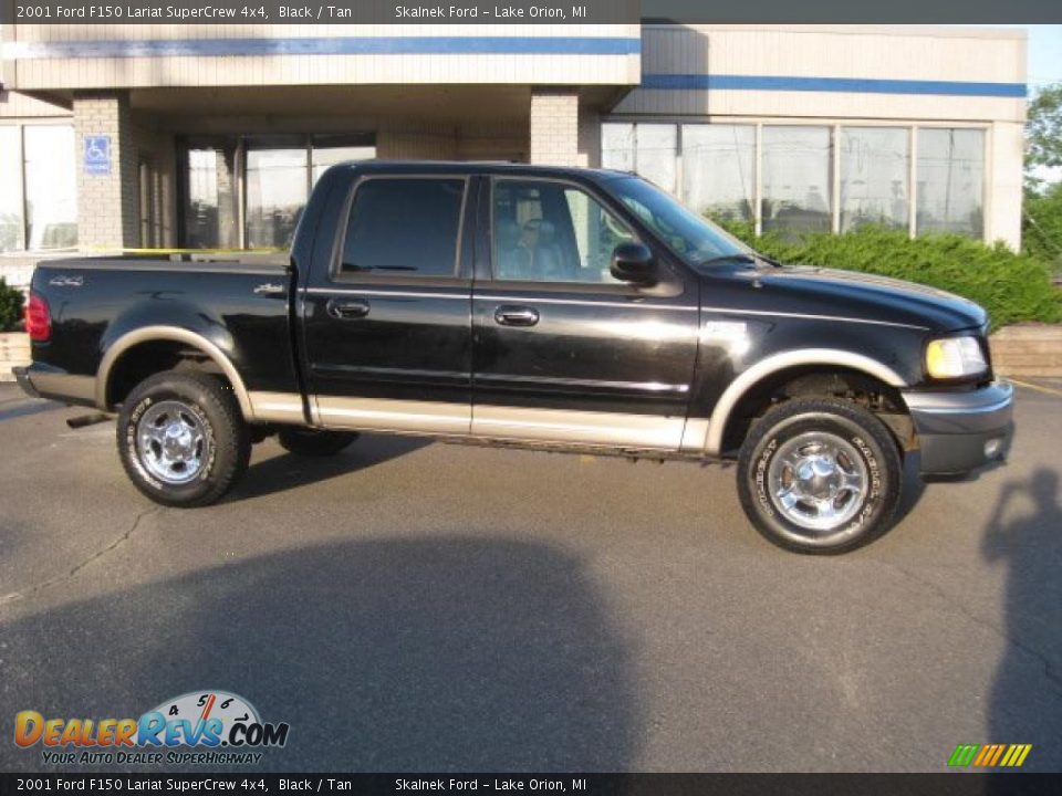 2001 Ford F150 Lariat SuperCrew 4x4 Black / Tan Photo #1