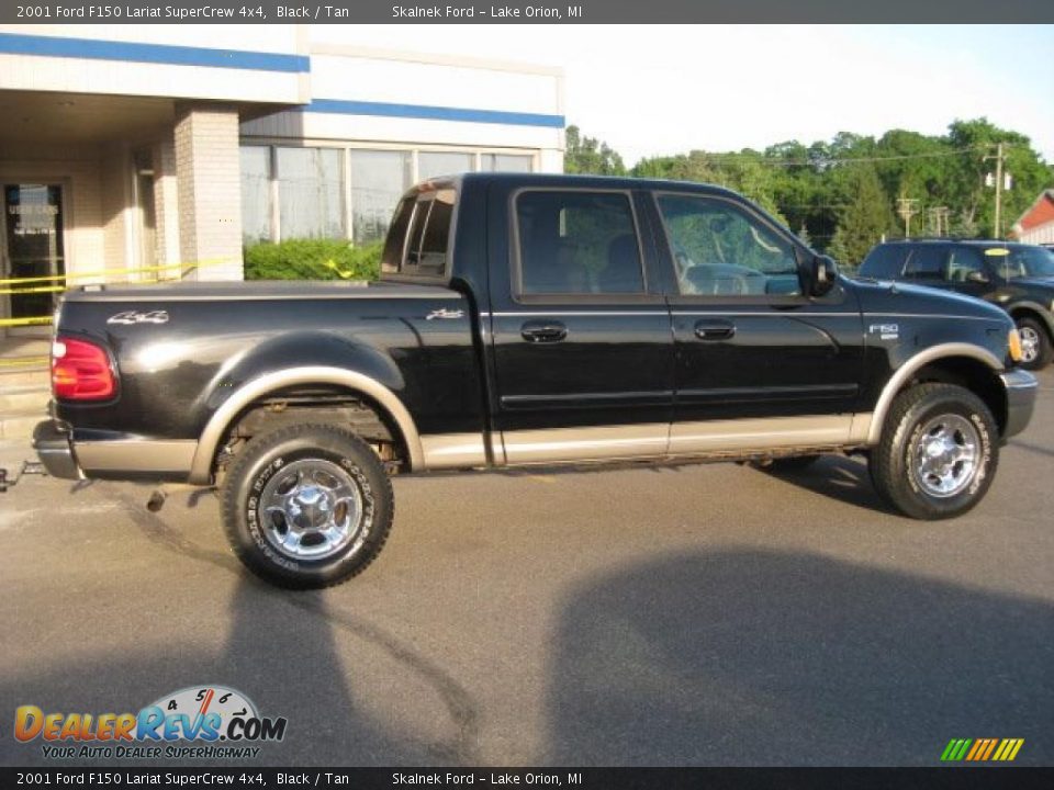 2001 Ford F150 Lariat SuperCrew 4x4 Black / Tan Photo #2