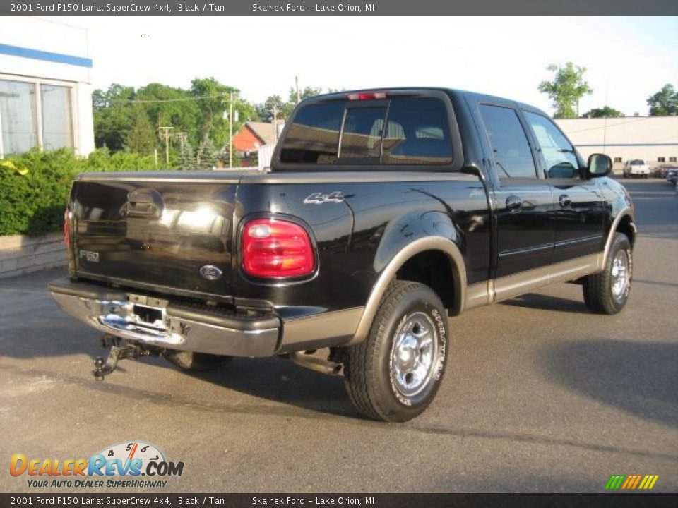 2001 Ford F150 Lariat SuperCrew 4x4 Black / Tan Photo #3