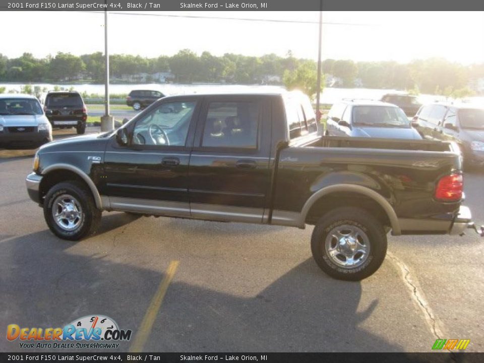 2001 Ford F150 Lariat SuperCrew 4x4 Black / Tan Photo #6