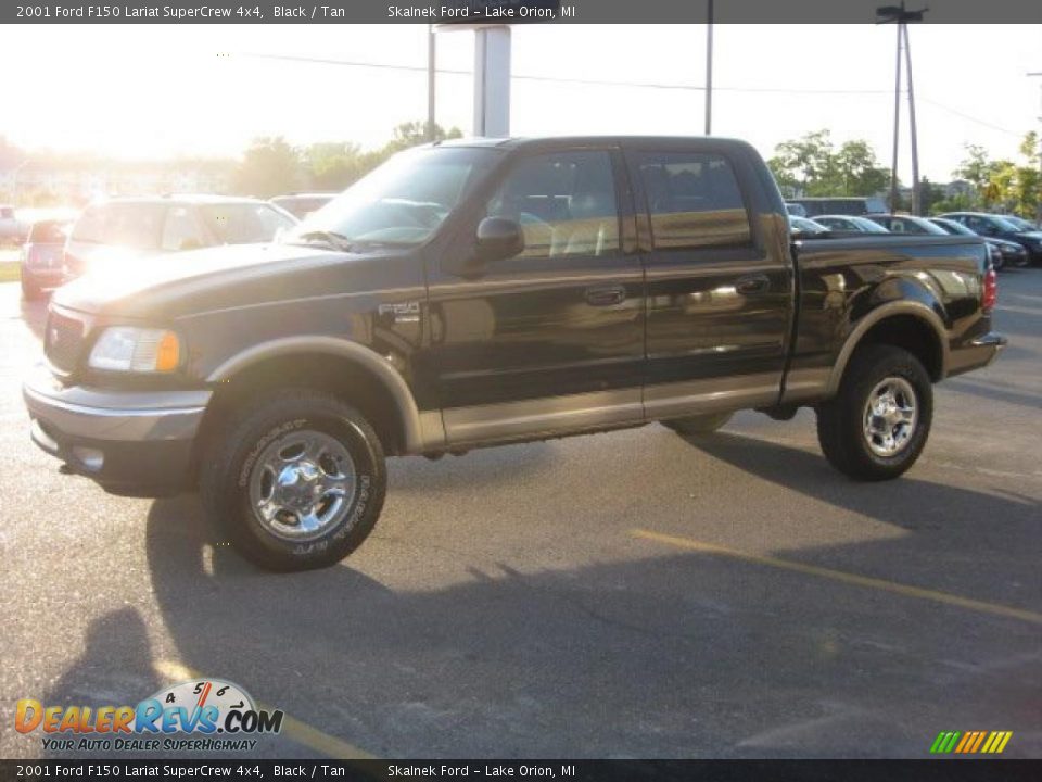 2001 Ford F150 Lariat SuperCrew 4x4 Black / Tan Photo #7