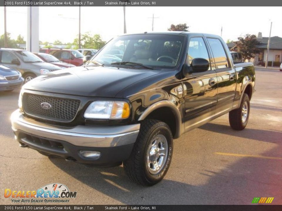 2001 Ford F150 Lariat SuperCrew 4x4 Black / Tan Photo #8
