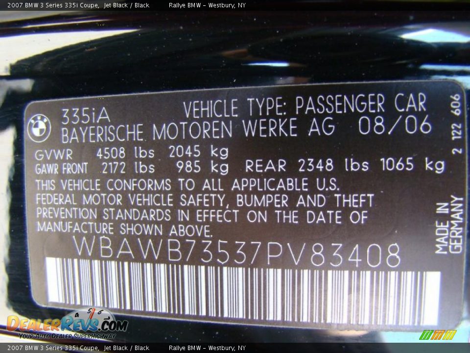 2007 BMW 3 Series 335i Coupe Jet Black / Black Photo #14