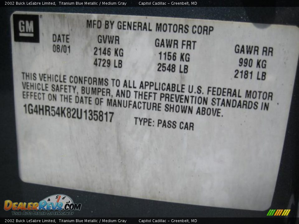 2002 Buick LeSabre Limited Titanium Blue Metallic / Medium Gray Photo #21