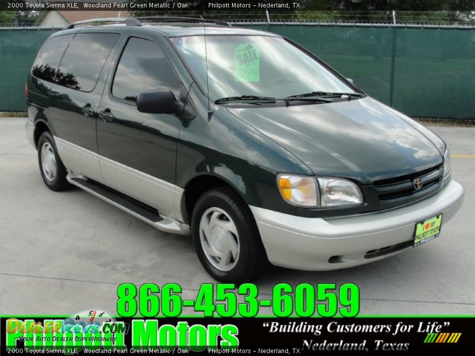 2000 Toyota Sienna XLE Woodland Pearl Green Metallic / Oak Photo #1