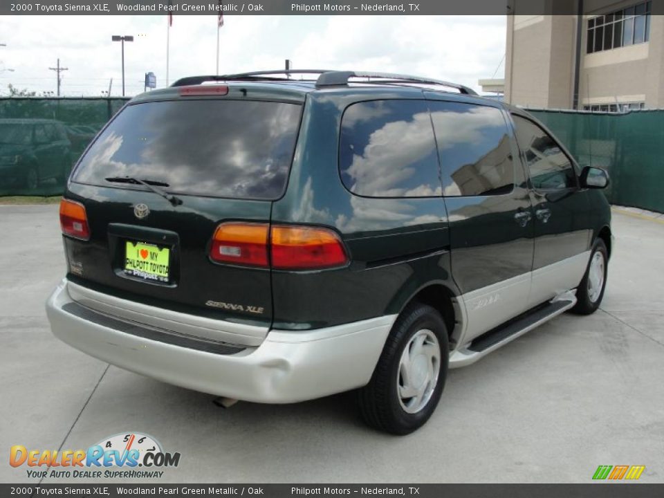 2000 Toyota Sienna XLE Woodland Pearl Green Metallic / Oak Photo #3
