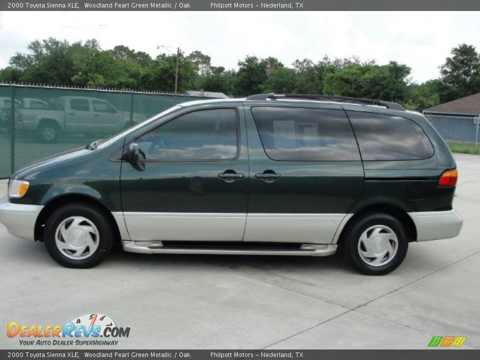 2000 Toyota Sienna XLE Woodland Pearl Green Metallic / Oak Photo #6
