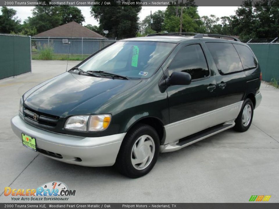 2000 Toyota Sienna XLE Woodland Pearl Green Metallic / Oak Photo #7
