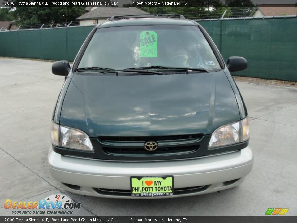 2000 Toyota Sienna XLE Woodland Pearl Green Metallic / Oak Photo #8