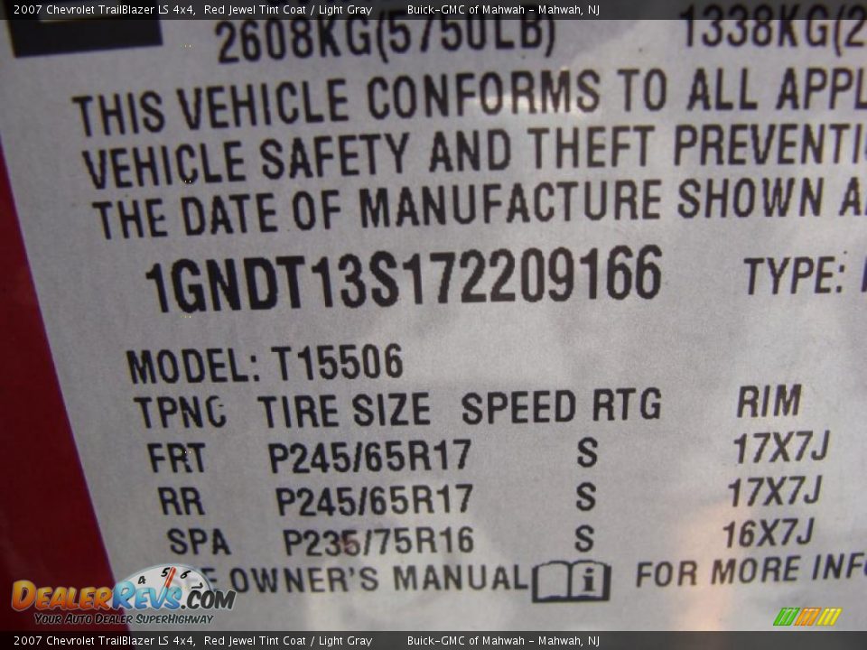 2007 Chevrolet TrailBlazer LS 4x4 Red Jewel Tint Coat / Light Gray Photo #23