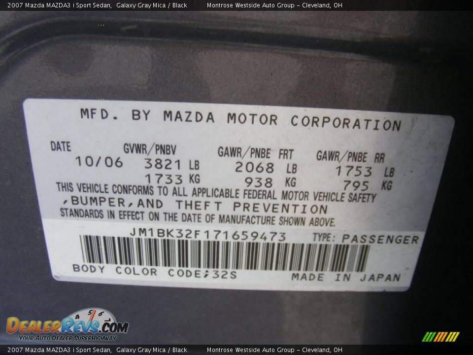 2007 Mazda MAZDA3 i Sport Sedan Galaxy Gray Mica / Black Photo #30