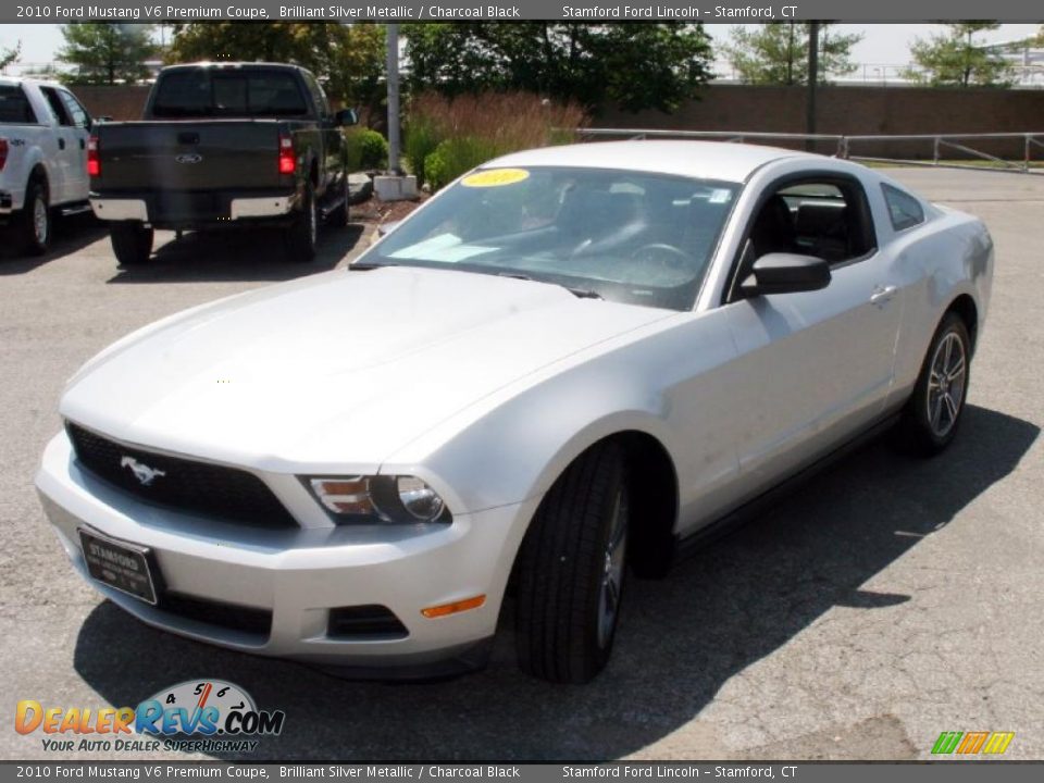 2010 Ford Mustang V6 Premium Coupe Brilliant Silver Metallic / Charcoal Black Photo #1