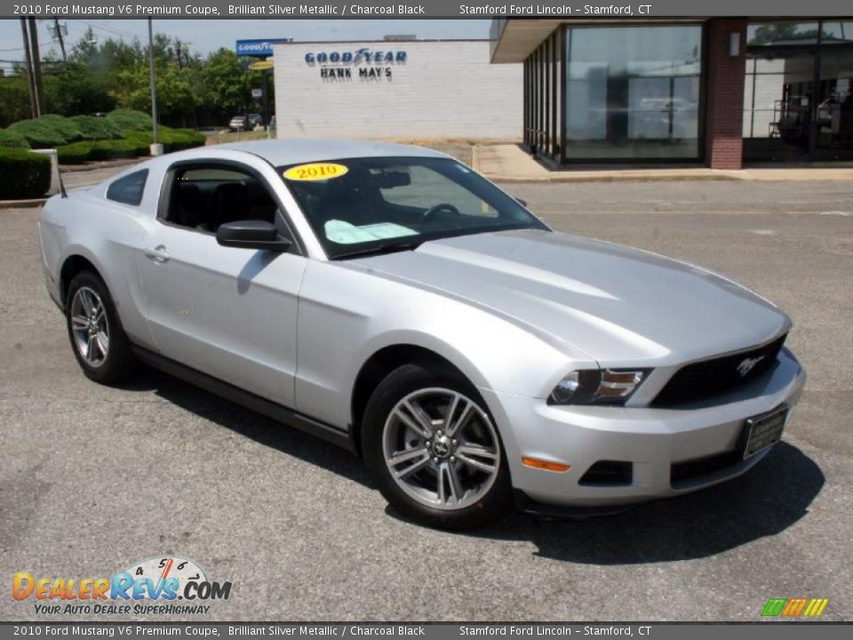 2010 Ford Mustang V6 Premium Coupe Brilliant Silver Metallic / Charcoal Black Photo #3
