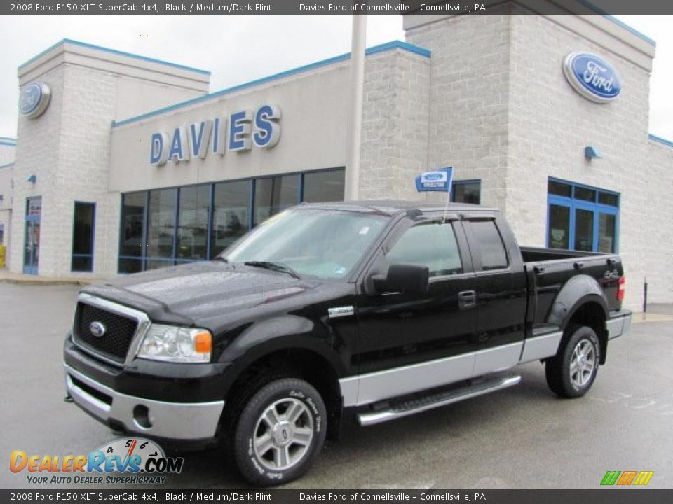 2008 Ford F150 XLT SuperCab 4x4 Black / Medium/Dark Flint Photo #1