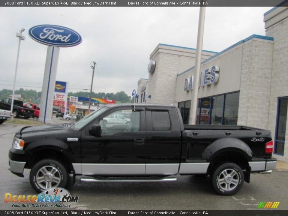 2008 Ford F150 XLT SuperCab 4x4 Black / Medium/Dark Flint Photo #2