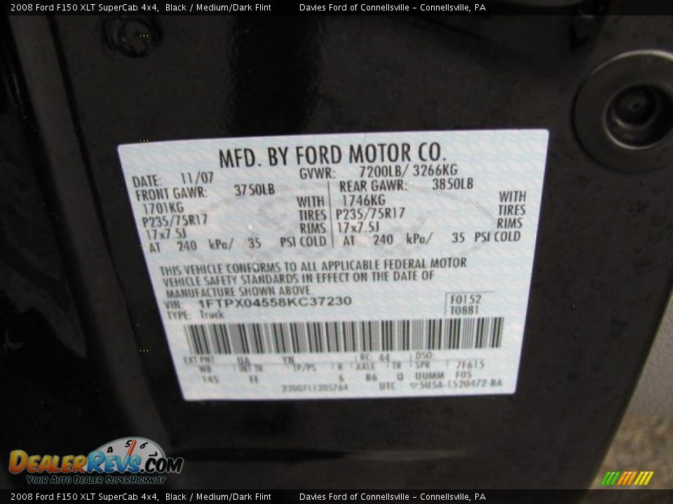 2008 Ford F150 XLT SuperCab 4x4 Black / Medium/Dark Flint Photo #14