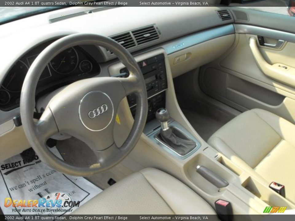 2002 Audi A4 1.8T quattro Sedan Dolphin Grey Pearl Effect / Beige Photo #14
