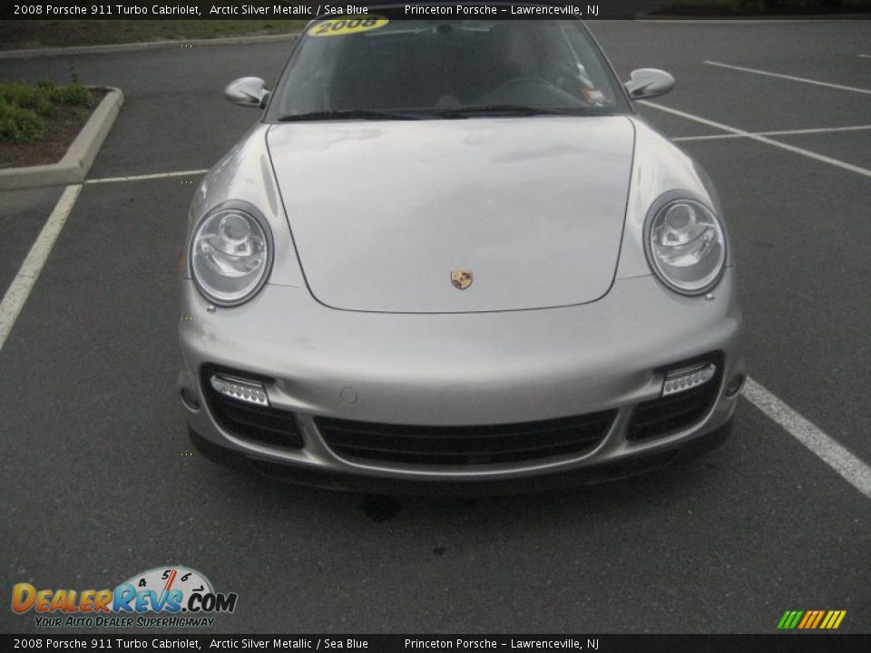 2008 Porsche 911 Turbo Cabriolet Arctic Silver Metallic / Sea Blue Photo #1