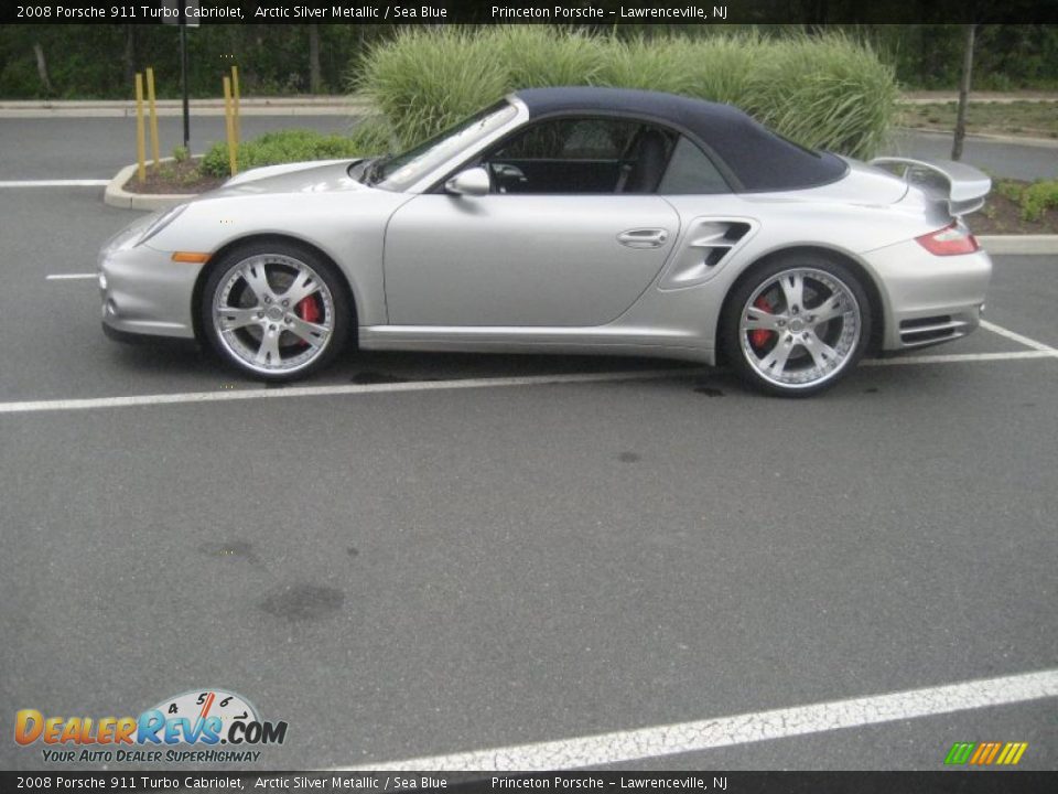 2008 Porsche 911 Turbo Cabriolet Arctic Silver Metallic / Sea Blue Photo #3