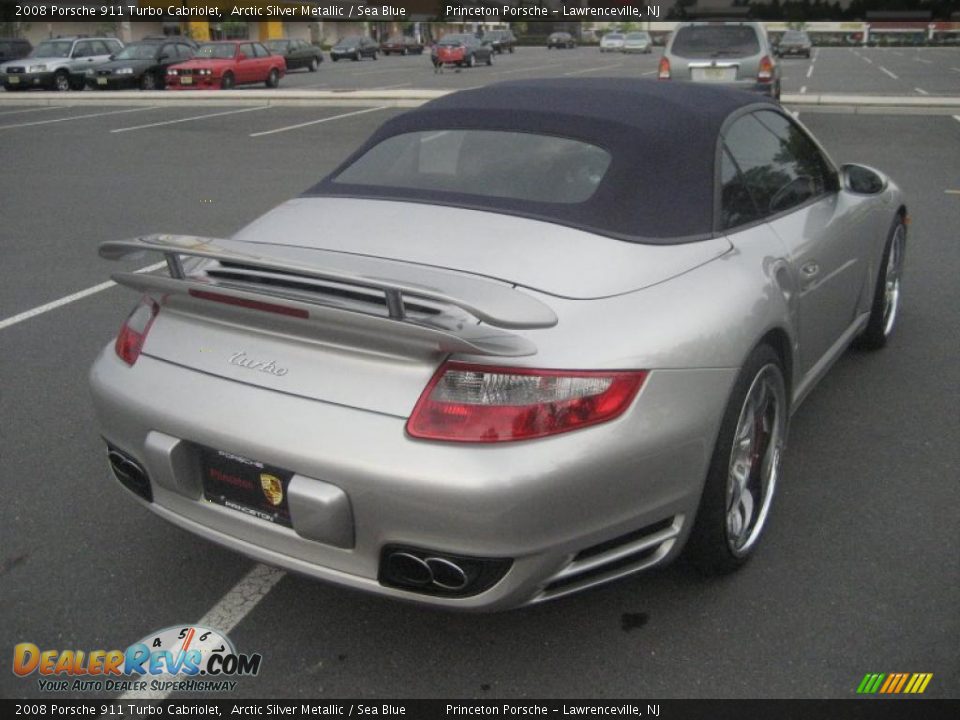 2008 Porsche 911 Turbo Cabriolet Arctic Silver Metallic / Sea Blue Photo #6