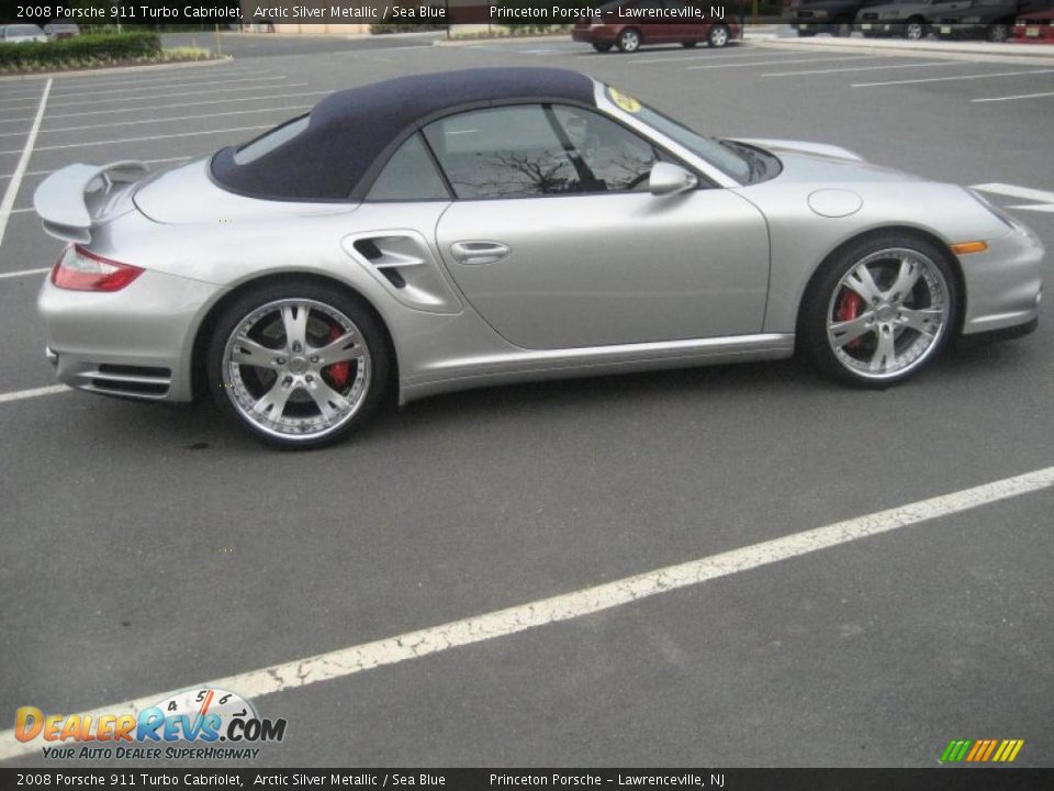 2008 Porsche 911 Turbo Cabriolet Arctic Silver Metallic / Sea Blue Photo #7
