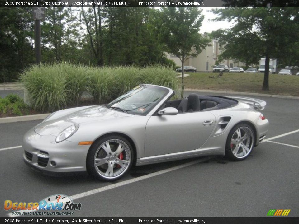2008 Porsche 911 Turbo Cabriolet Arctic Silver Metallic / Sea Blue Photo #8