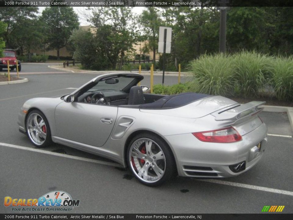 2008 Porsche 911 Turbo Cabriolet Arctic Silver Metallic / Sea Blue Photo #9