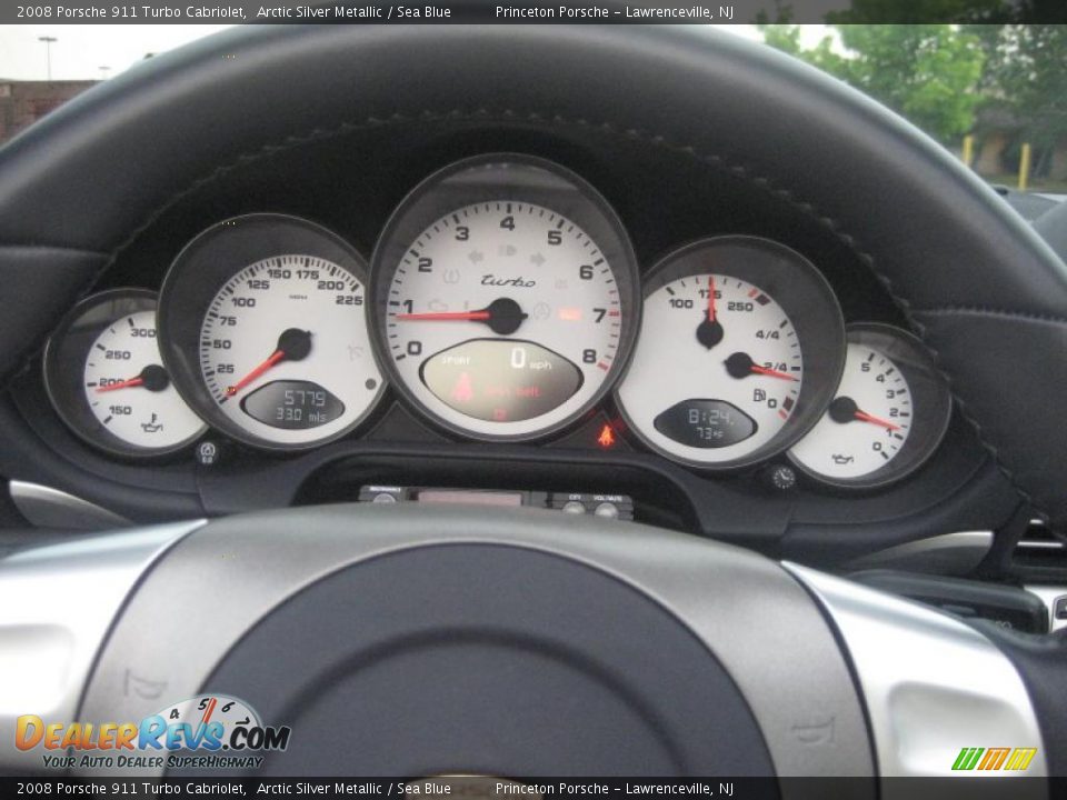 2008 Porsche 911 Turbo Cabriolet Arctic Silver Metallic / Sea Blue Photo #18